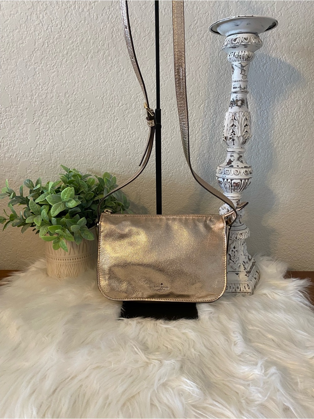 kate spade Metallic Rose Gold Crossbody Shoulder Bag